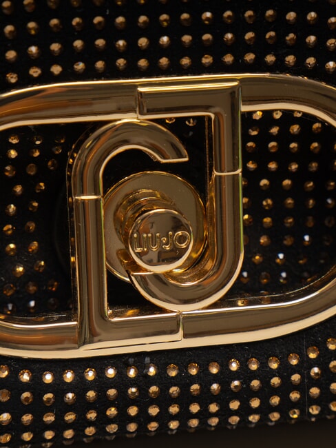 LAPUFFY Bolso de hombro micro con pedrería negro/latón dorado - Bolsos Mujer