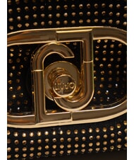 LIUJO LAPUFFY Bolso de hombro micro con pedrería negro/latón dorado - Bolsos Mujer - 3