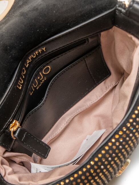 LAPUFFY Bolso de hombro micro con pedrería negro/latón dorado - Bolsos Mujer