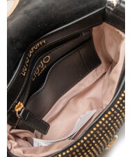 LIUJO LAPUFFY Bolso de hombro micro con pedrería negro/latón dorado - Bolsos Mujer - 5