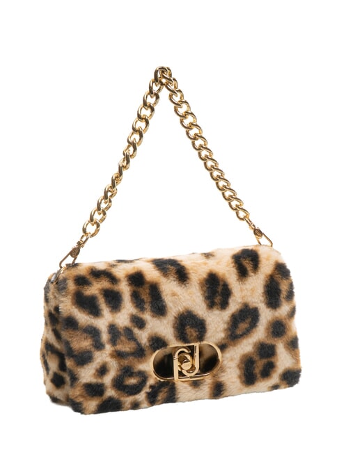 LAPUFFY Bolso de hombro de felpa con estampado animal mácula natural. - Bolsos Mujer