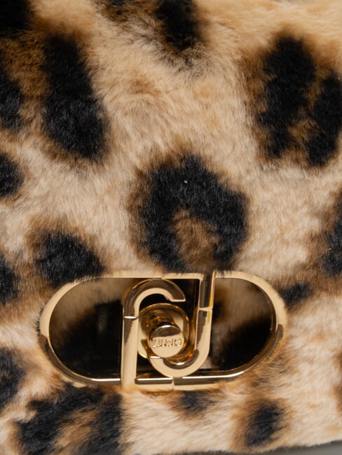 LAPUFFY Bolso de hombro de felpa con estampado animal mácula natural. - Bolsos Mujer