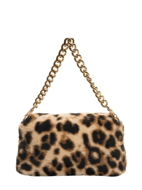 LAPUFFY Bolso de hombro de felpa con estampado animal mácula natural. - Bolsos Mujer