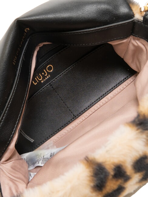 LAPUFFY Bolso de hombro de felpa con estampado animal mácula natural. - Bolsos Mujer