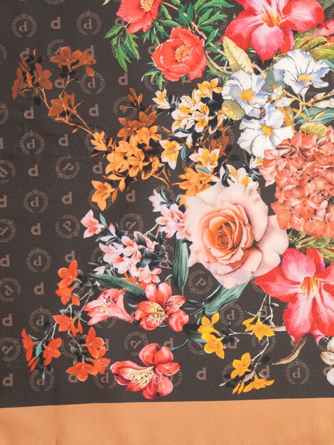 FLOWERS TWILL Bufanda estampada flores marrones - Bufandas