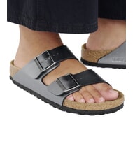 BIRKENSTOCK ARIZONA Sandalia tipo zapatilla metálica negro - Zapatos Mujer - 8