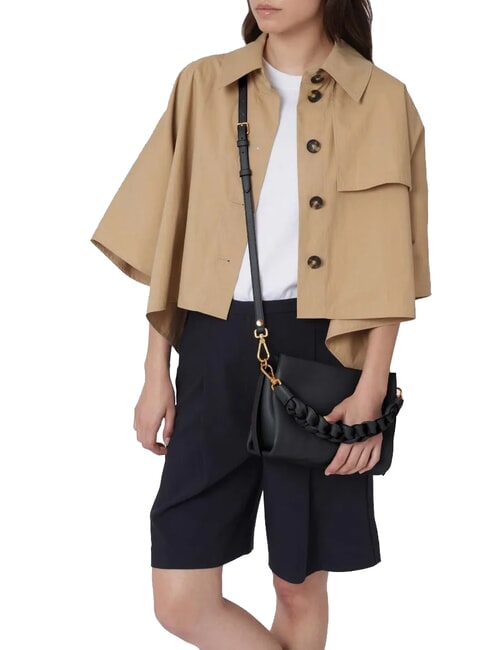 BOHEME GRANA DOUBLE Bolso de mano, con bandolera, en piel negro/coñac - Bolsos Mujer