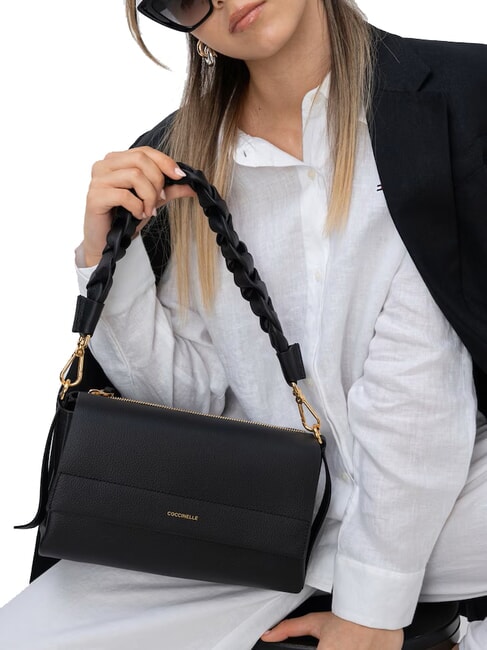 BOHEME GRANA DOUBLE  Bolso de hombro, con correa para el hombro negro/co&ntilde;ac - Bolsos Mujer