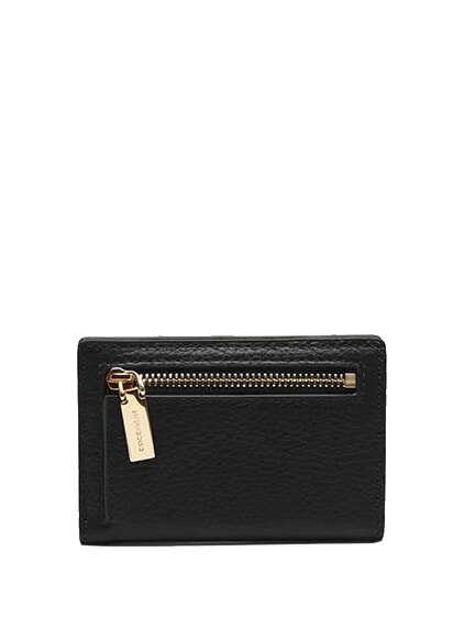 METALLIC SOFT Cartera de cuero negro - Carteras Mujer