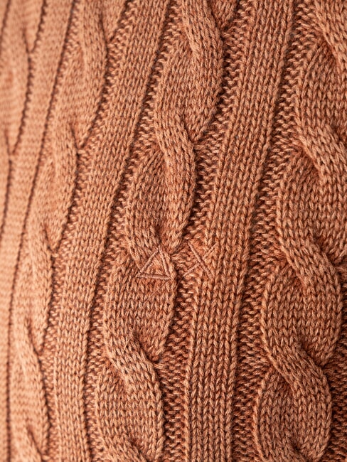 VINTAGE Suéter de cuello redondo de punto trenzado cacao - Suéteres de los hombres
