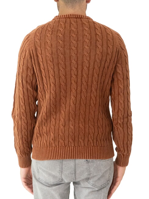 VINTAGE Su&eacute;ter de cuello redondo de punto trenzado cacao - Su&eacute;teres de los hombres