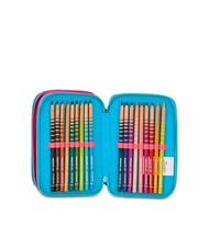 MERMAID M. FEVER Estuche de 3 cremalleras con material escolar turquesa fluorescente - Estuches y Accesorios - 5