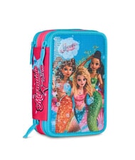 MERMAID M. FEVER Estuche de 3 cremalleras con material escolar turquesa fluorescente - Estuches y Accesorios - 6