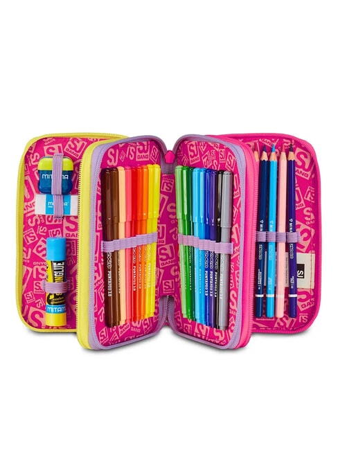 FABLE JOURNEY Estuche de 3 cremalleras con material escolar Violeta - Estuches y Accesorios