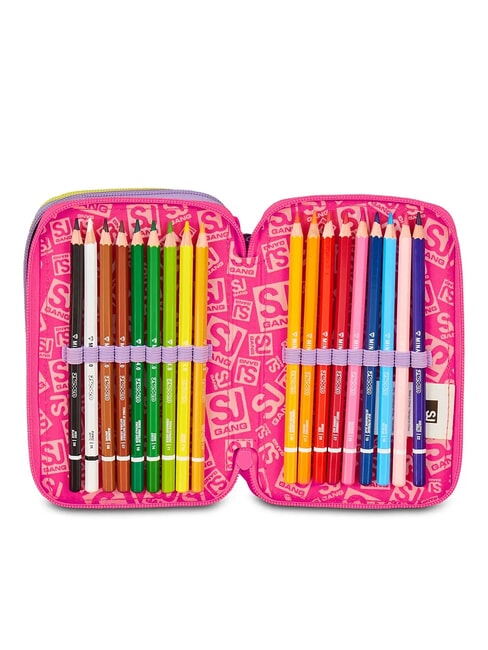 FABLE JOURNEY Estuche de 3 cremalleras con material escolar Violeta - Estuches y Accesorios