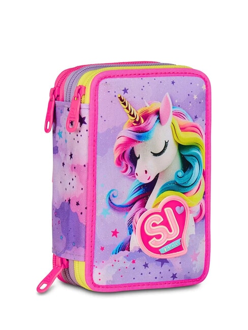 FABLE JOURNEY Estuche de 3 cremalleras con material escolar Violeta - Estuches y Accesorios