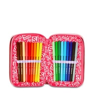 SJGANG CAT&AIR Estuche de 3 cremalleras con material escolar BOSQUE DE RAYAS NEGRAS - Estuches y Accesorios - 3