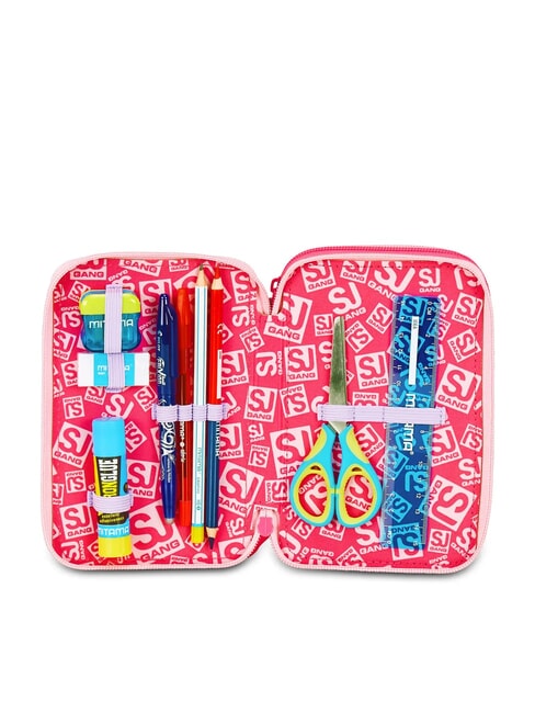 CAT LED Estuche de 3 cremalleras con material escolar fuxiafluo - Estuches y Accesorios