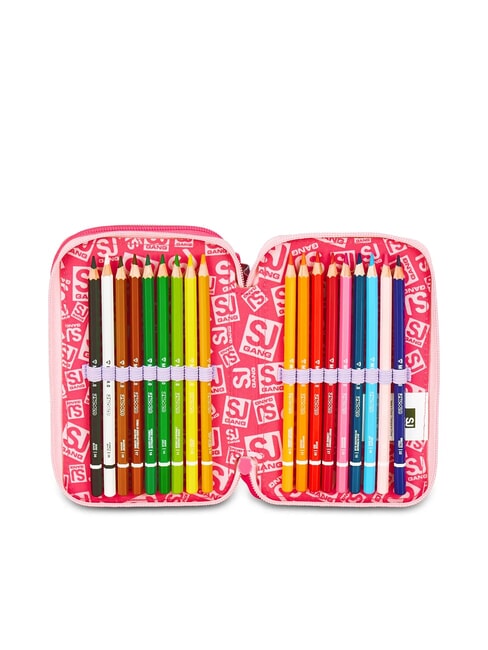 CAT LED Estuche de 3 cremalleras con material escolar fuxiafluo - Estuches y Accesorios