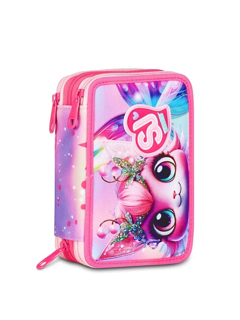 CAT LED Estuche de 3 cremalleras con material escolar fuxiafluo - Estuches y Accesorios