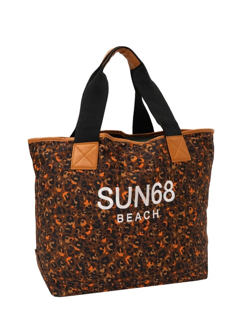 LOGO BEACH Bolsa de playa en lona beige/naranja fluorescente - Bolsos Mujer