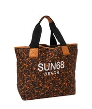 SUN68 LOGO BEACH Bolsa de playa en lona beige/naranja fluorescente - Bolsos Mujer - 2