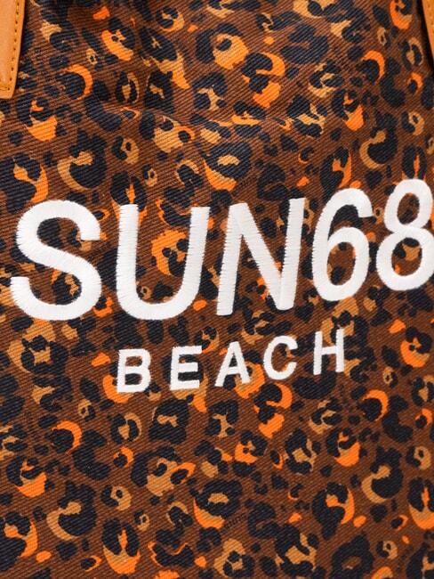 LOGO BEACH Bolsa de playa en lona beige/naranja fluorescente - Bolsos Mujer