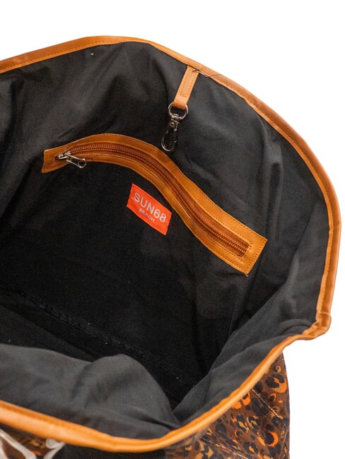 LOGO BEACH Bolsa de playa en lona beige/naranja fluorescente - Bolsos Mujer