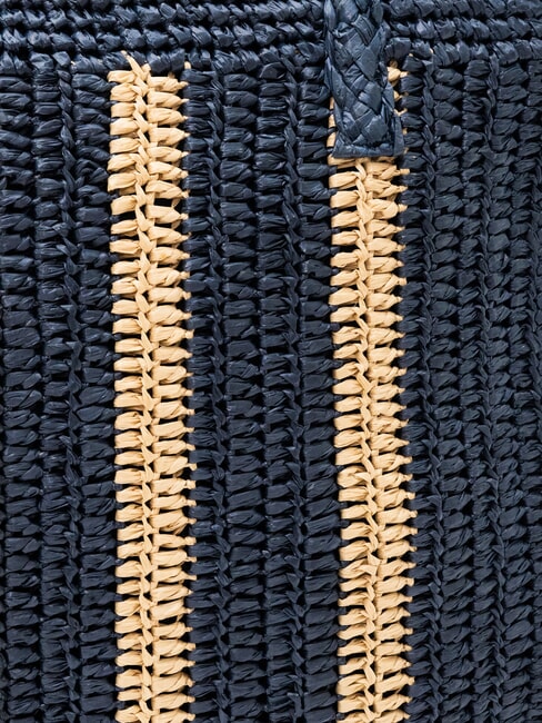 RAFIA Bolsa de playa de rafia azul marino/blanco crema - Bolsos Mujer