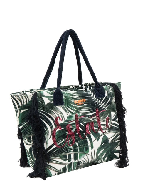 FANCY SPONGE ALLOVER Bolso de playa de lona con bandolera Verde inglés/blanco crema - Bolsos Mujer