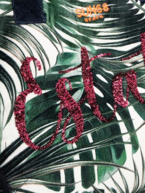 FANCY SPONGE ALLOVER Bolso de playa de lona con bandolera Verde inglés/blanco crema - Bolsos Mujer