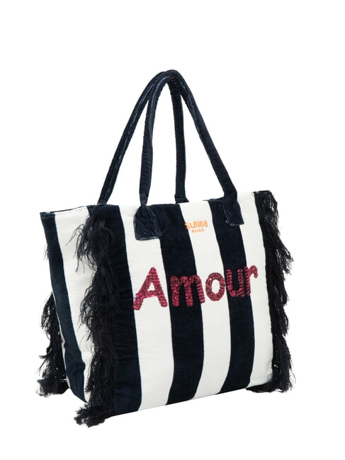 FANCY SPONGE ALLOVER Bolso de playa de lona con bandolera azul marino/blanco crema - Bolsos Mujer