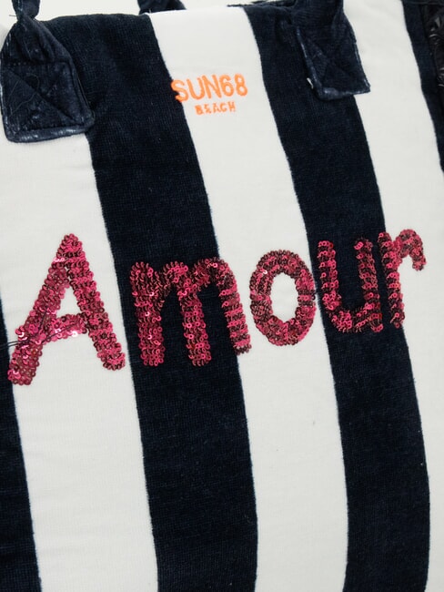 FANCY SPONGE ALLOVER Bolso de playa de lona con bandolera azul marino/blanco crema - Bolsos Mujer