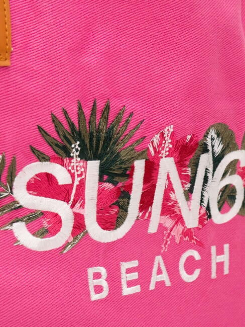 LOGO BEACH Bolsa de playa en lona fucsia - Bolsos Mujer