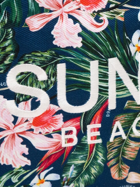 LOGO BEACH Bolsa de playa en lona azul marino/fucsia - Bolsos Mujer