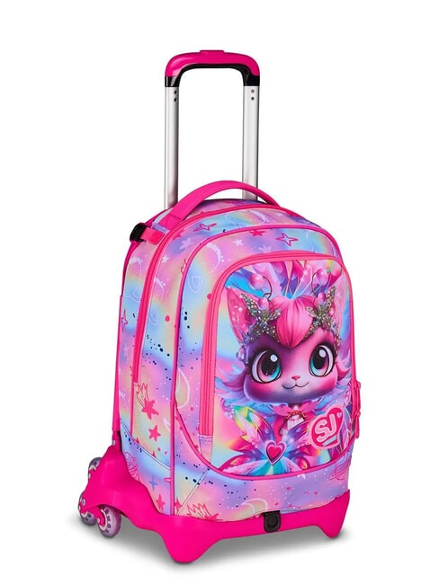 CAT LED Mochila con ruedas desmontable de 3 ruedas fuxiafluo - Mochilas con ruedas