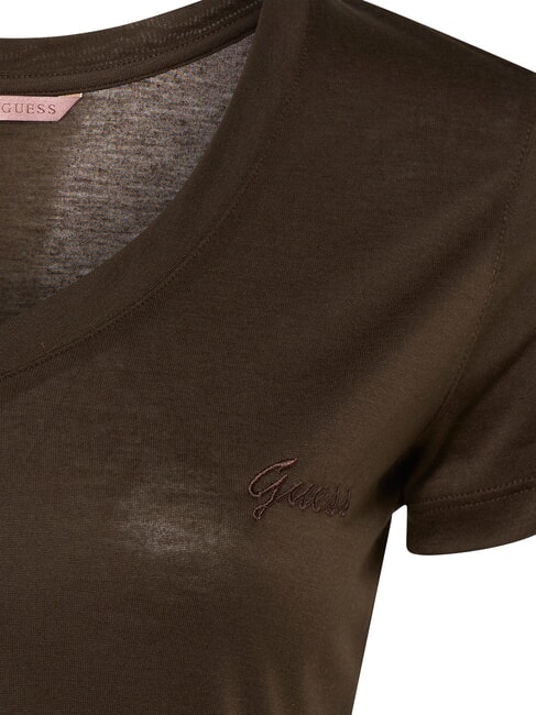 VN SS LIGHT BASIC Camiseta suave con cuello en V marrón espresso - camiseta