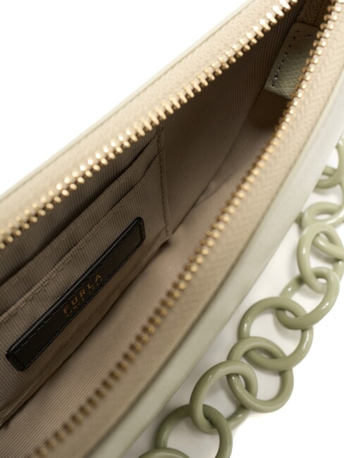 SFERA Bolso Ares de piel con asa de cadena salvia clara - Bolsos Mujer