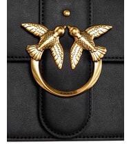 PINKO LOVE ONE CLASSIC Bolso bandolera de piel con solapa negro-oro antiguo - Bolsos Mujer - 4