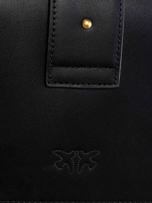 LOVE ONE CLASSIC Bolso bandolera de piel con solapa negro-oro antiguo - Bolsos Mujer