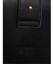 PINKO LOVE ONE CLASSIC Bolso bandolera de piel con solapa negro-oro antiguo - Bolsos Mujer - 5
