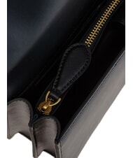 PINKO LOVE ONE CLASSIC Bolso bandolera de piel con solapa negro-oro antiguo - Bolsos Mujer - 6