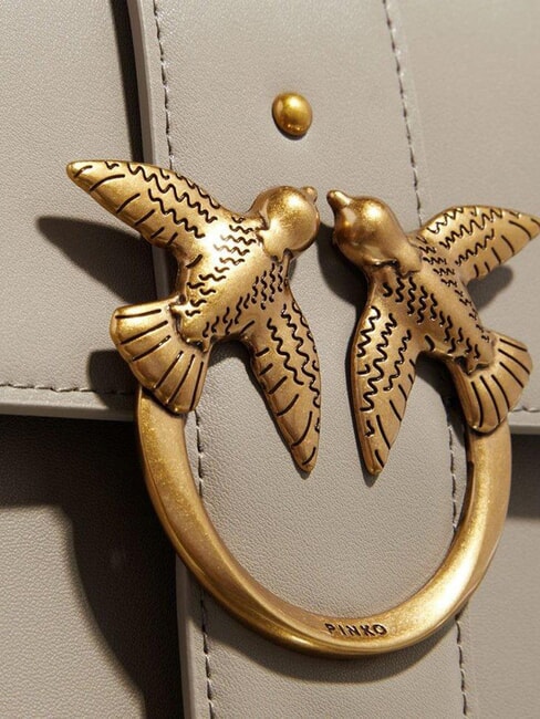 LOVE ONE CLASSIC Bolso bandolera de piel con solapa nogal-oro antiguo - Bolsos Mujer