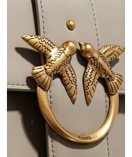 PINKO LOVE ONE CLASSIC Bolso bandolera de piel con solapa nogal-oro antiguo - Bolsos Mujer - 3