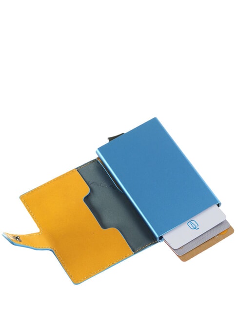 BLUE SQUARE Tarjetero de piel y metal amarillo - Carteras Hombre