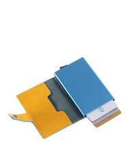 PIQUADRO BLUE SQUARE Tarjetero de piel y metal amarillo - Carteras Hombre - 2
