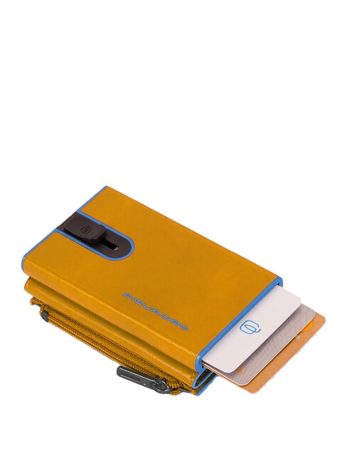 BLUE SQUARE Cartera de piel con sistema corredero amarillo - Carteras Hombre