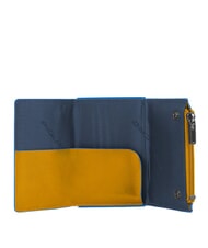 PIQUADRO BLUE SQUARE Cartera de piel con sistema corredero amarillo - Carteras Hombre - 3
