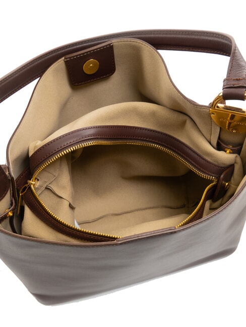 BRIDLE MEDIUM HOBO Bolso de hombro de piel castaño/champiñón - Bolsos Mujer