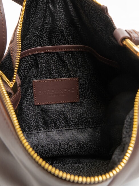 BRIDLE MEDIUM HOBO Bolso hobo mediano de piel napa castaño/champiñón - Bolsos Mujer